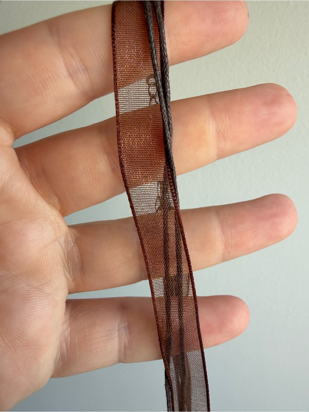 Vintage Y2K Glass Heart Pendant Necklace with brown cord &ribbon- Romantic, Chic - Picture 4 of 5